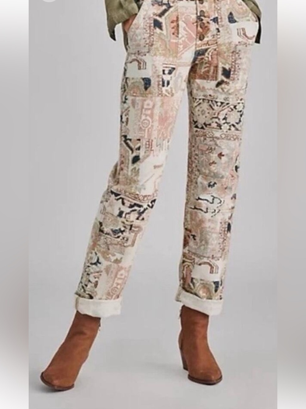 Anthropologie The Wanderer Tapestry Print Utility Boho Button Fly High Rise 31